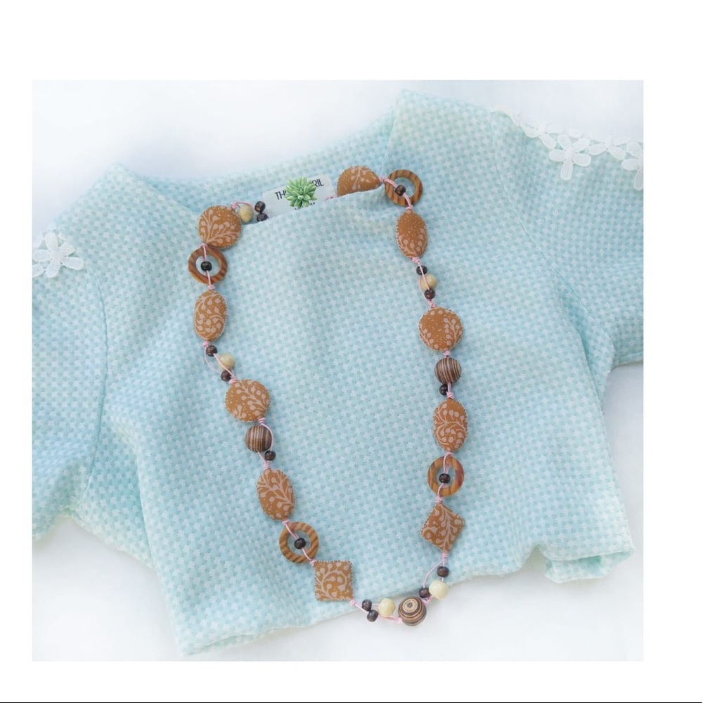 NWT Handmade Batik Beads Necklace